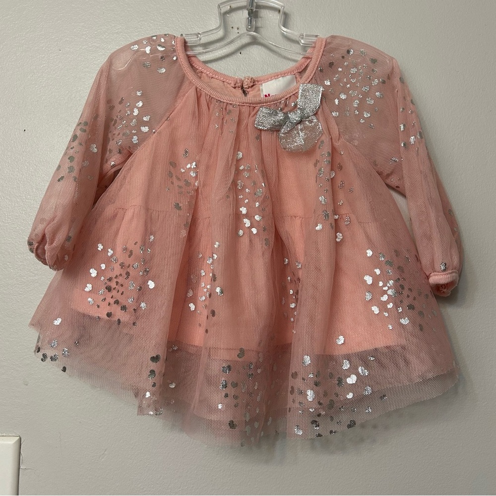Nannette Kids Light pink and silver tulle dress. Size 3-6m EUC